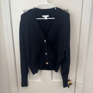 H&M Black Cardigan Sweater with Gold Buttons